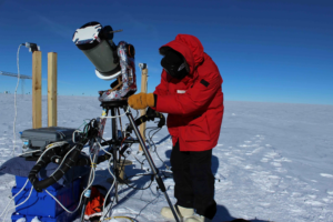 Michael Nayak working in the South Pole